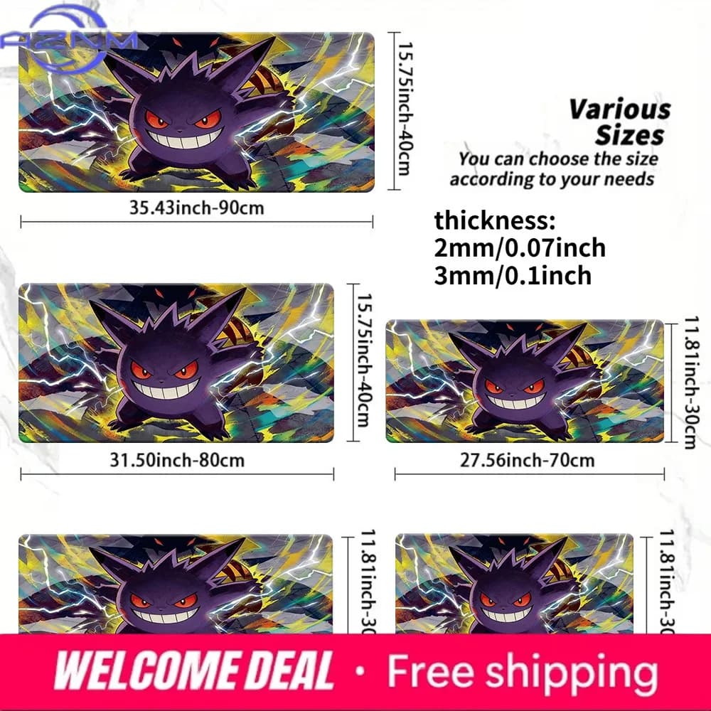 Menacing Gengar Lightning Battle TCG Playmat Non-Slip Washable Large Gaming Mouse Pad