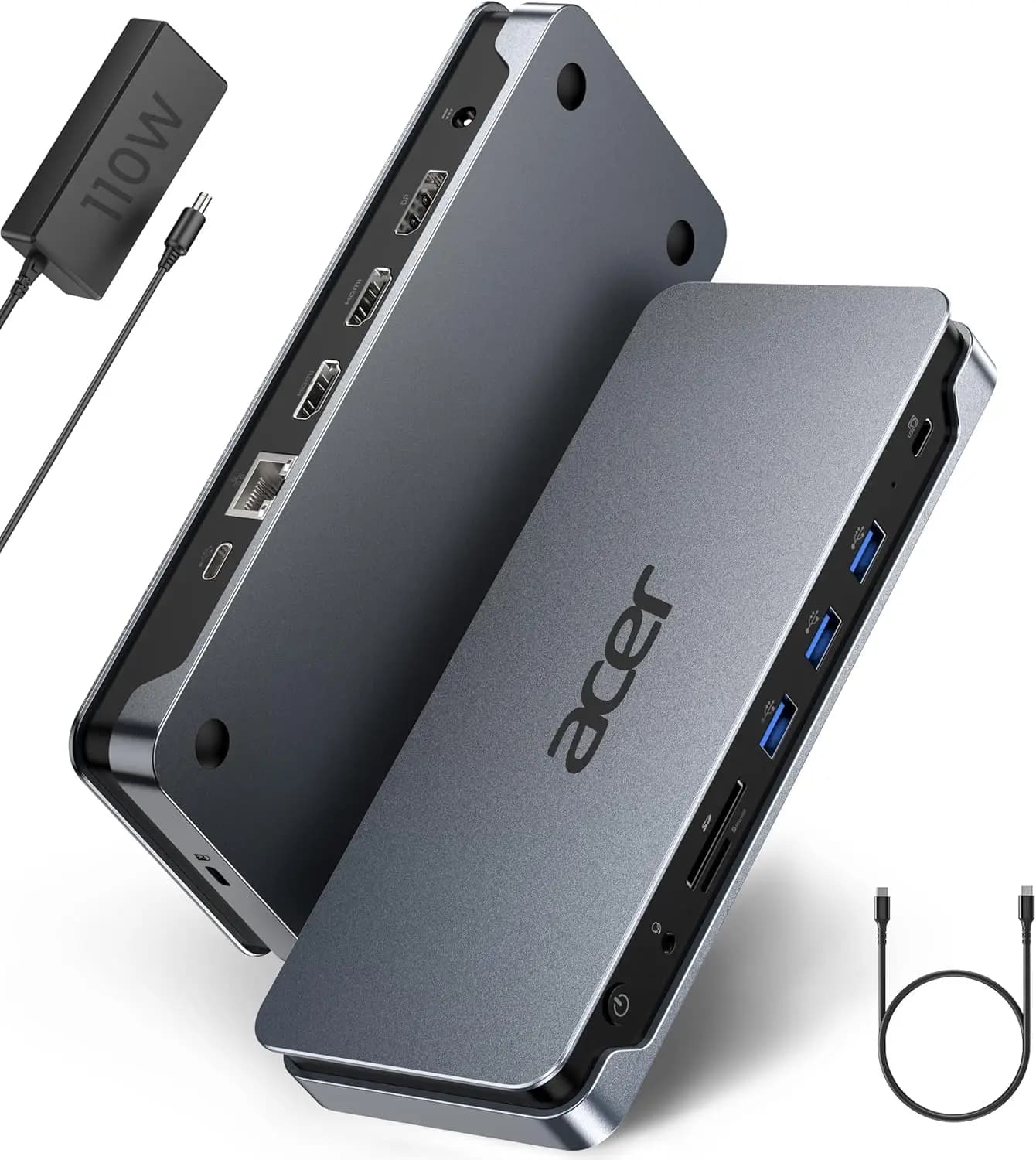 Docking Station USB-C 13-in-1 con PD 110W, Supporto per Triplo Monitor, Doppio HDMI/DP 4K per Laptop Windows