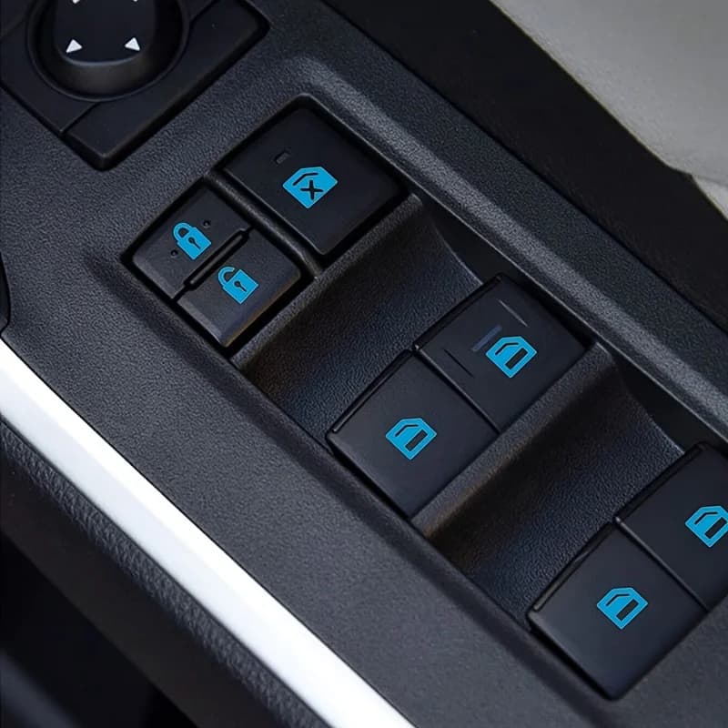 18pcs piccolo pulsante di controllo del finestrino dell'auto adesivo luminoso, adesivo fluorescente luminoso per interni dell'auto