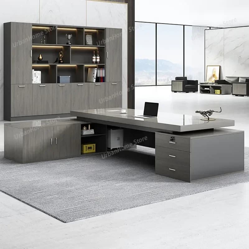 Scrivania Direzionale per Ufficio, Tavolo Moderno per Computer, Organizzatore Angolare Multifunzione per Camera da Letto e Studio