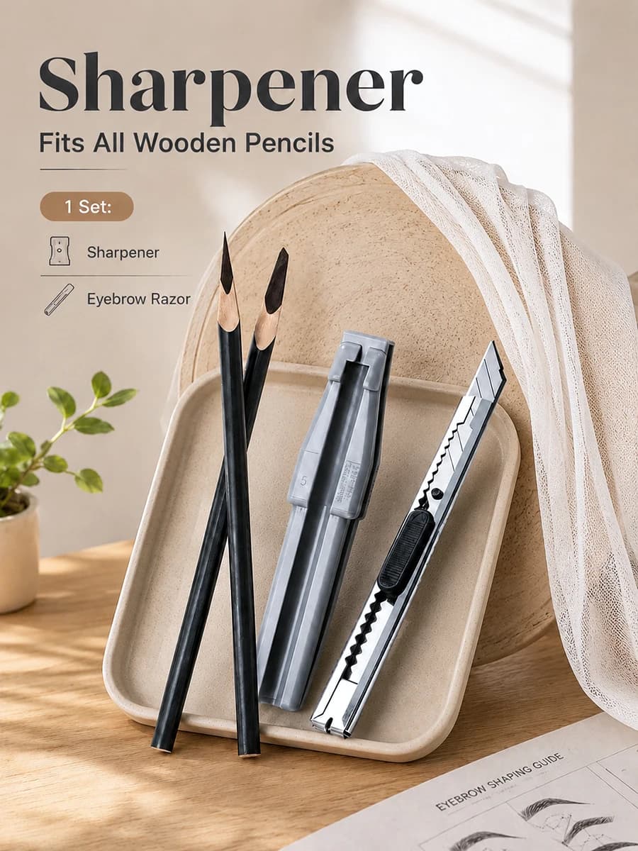 Portable Eyebrow Pencil Sharpener Kit Precision Wood Pencil Shaver Smooth Shaving Makeup Cutter Tool for Beginners Professionals