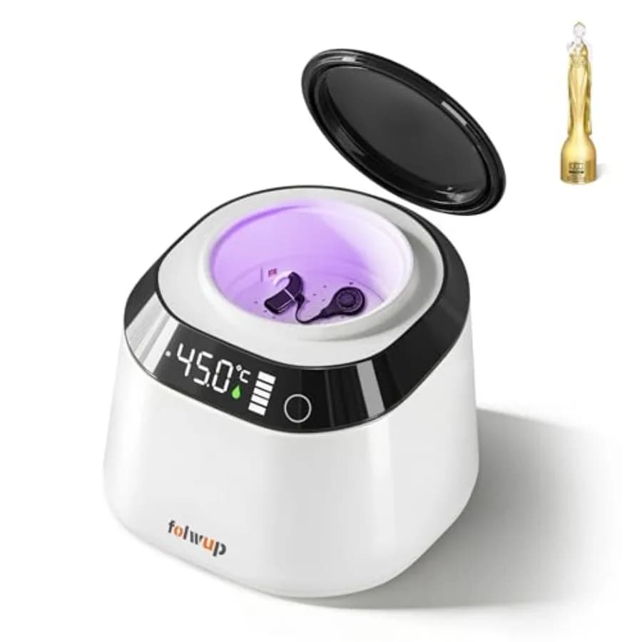 Deumidificatore e asciugatore domestico per apparecchi acustici, impianti cocleari, piccoli dispositivi elettronici, gioielli, finitura arancione spazzolata, asciugatura sottovuoto in 15 minuti