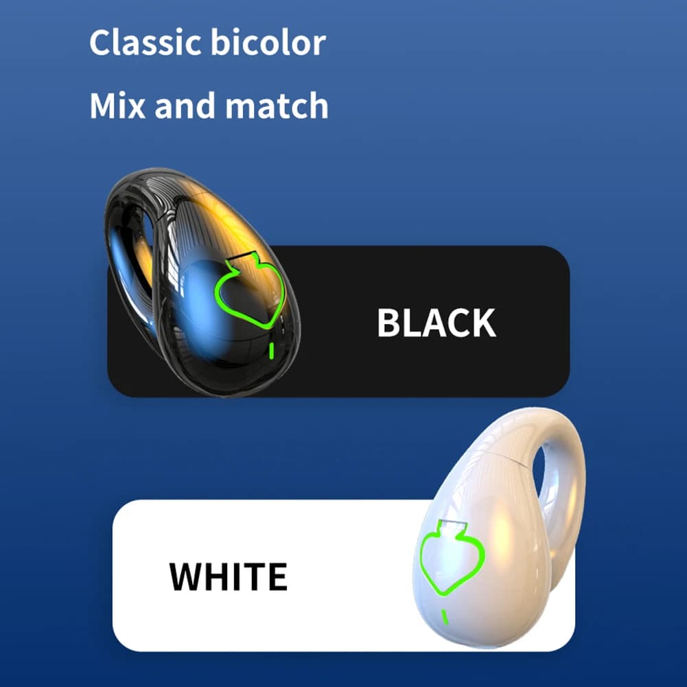 IPX5 waterproof headphones with single ear clip Wireless 5.3 headphones compatible with Bluetooth