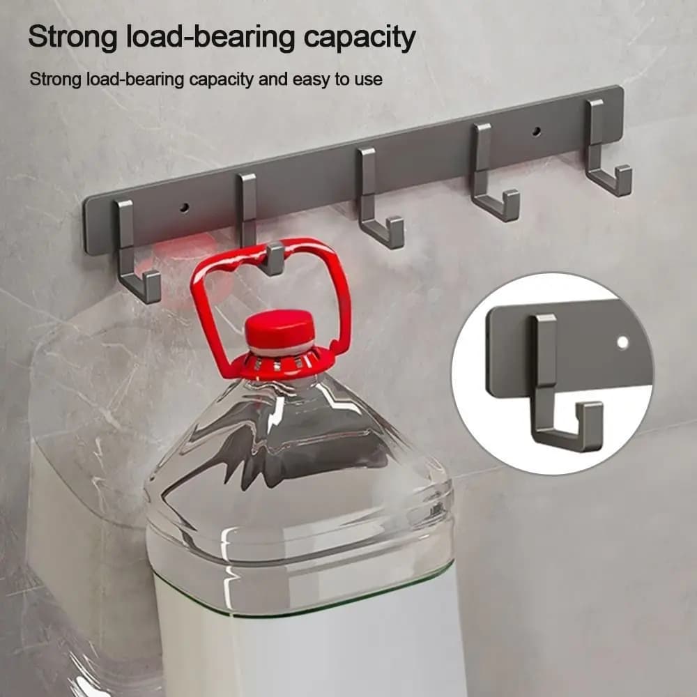Aluminum Alloy Wall Mounted Hook Rack Heavy Duty Load Bearing Space Saving Clothes Hanger Hook Rust Resistant 3-8 Hooks