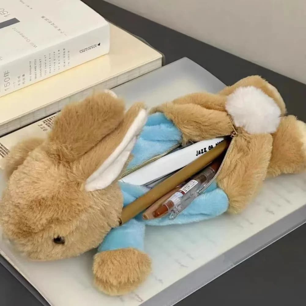 Simpatico astuccio per matite in peluche con coniglio, bambola Kawaii, per il ritorno a scuola, borsa per penne, cancelleria, materiale scolastico per studenti