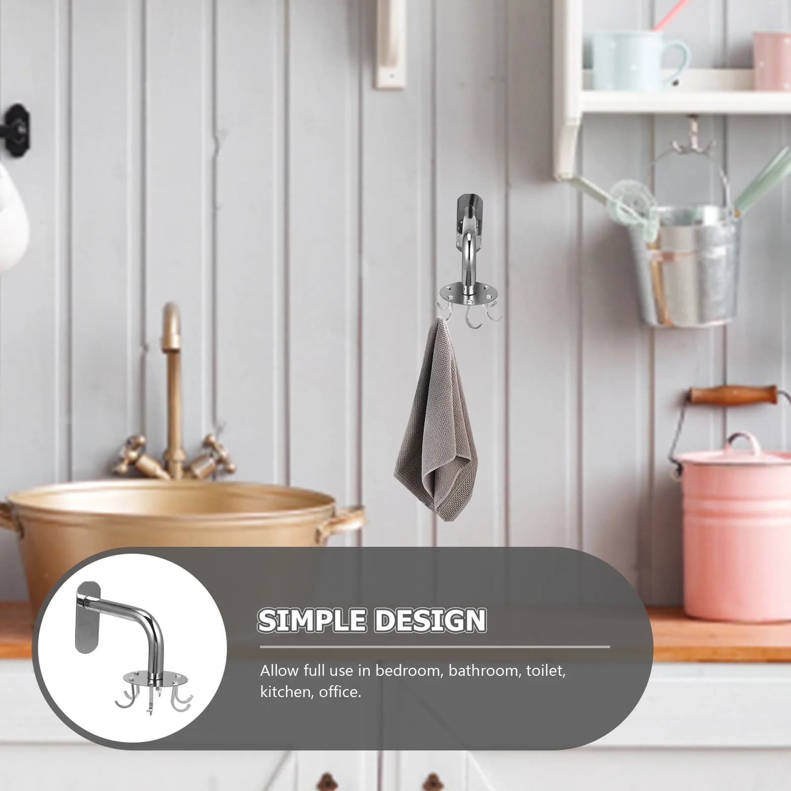 1Set Stainless Steel Wall Hanger No Punching Installation Multi-Function Hanger for Home Decor No Punching Hook