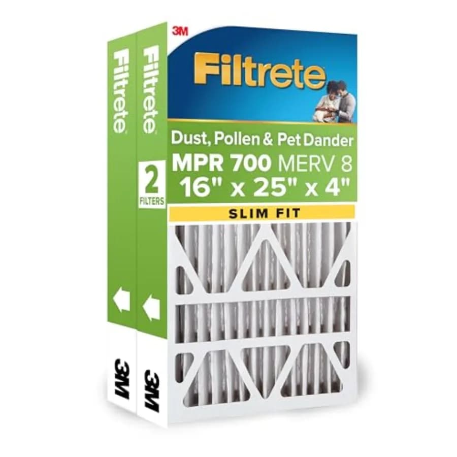 Filtro Aria Slim Fit 16x25x4 per Condizionatore MPR 700 MERV 8 Compatibile con Carrier, Riduce Polvere, Polline e Peli di Animali, Confezione da 2