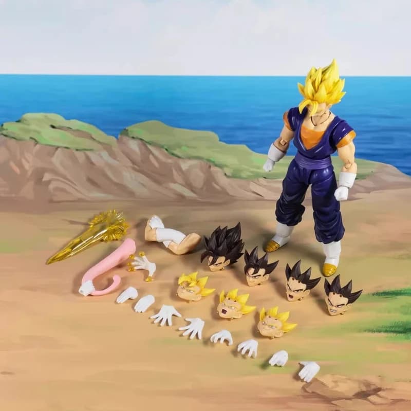 Action Figure Articolata SHF Dragon Ball Super Saiyan Vegito con Teste e Mani Sostituibili, Regalo da Collezione Anime per i Fan