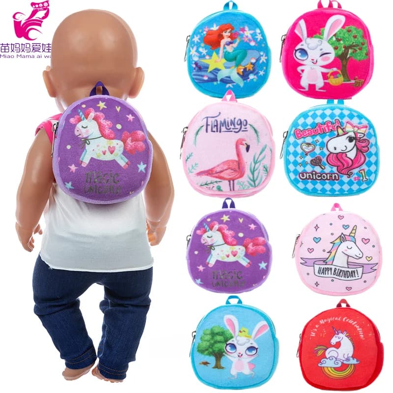 Borsa per bambole Zaino Accessori per bambole per bambola appena nata da 43 cm Borsa per trasporto per bambole da 18 pollici Mini borsa per cion