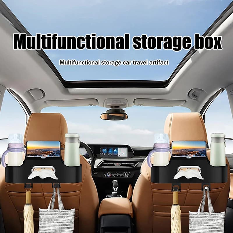 1pc universale per interni auto sedile posteriore organizzatore 4 in 1 scatola di immagazzinaggio sedile posteriore per auto gancio per sedile appeso portabicchieri porta telefono