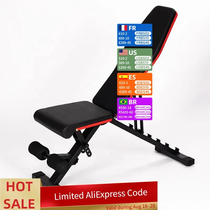 Panca per sollevamento pesi con manubri pieghevoli in vendita calda Sit up Home Gym Fitness Esercizio piatto regolabile personalizzato in vendita