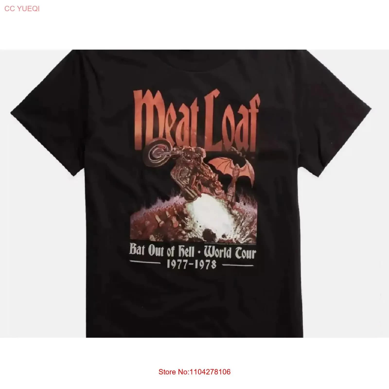 Maglietta Meat Loaf Bat Out Of Hell Tour Nera S 2345XL vintage con grafica effetto lavato Elegante Versatile uomo Leggermente casual