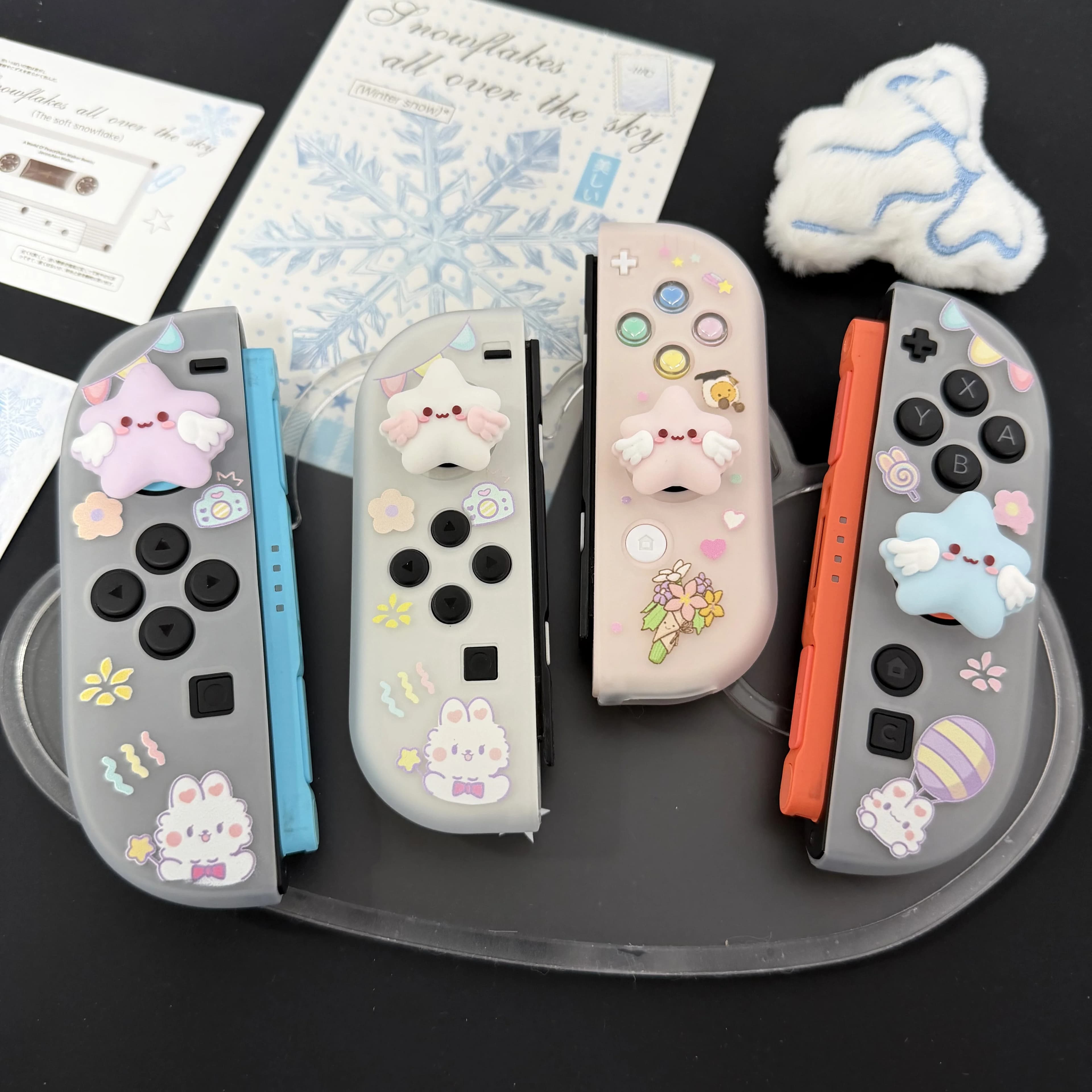 Cute Star Wing Design Originale, Copri Joystick in Silicone Morbido per Nintendo Switch OLED NS 2 e Controller PlayStation 5