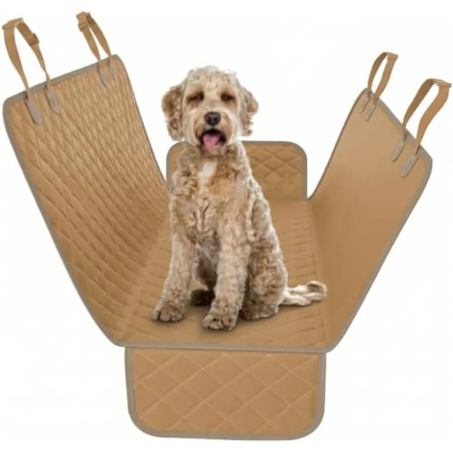 Beige XL Dog Car Hammock Back Seat Cover, Waterproof Backseat Cover Protector for Truck Bench Rear of Sedans or SUVs, Essential