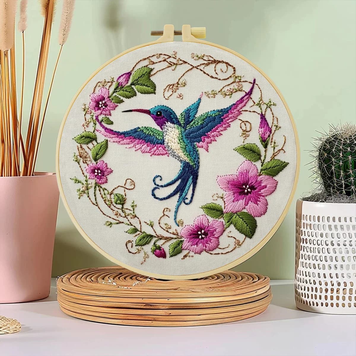 1 pz 20X20 CM/7.87 pollici Bellissimo uccello Ricamo Starter Kit FAI DA TE Complementi Arredo Casa Cucito Arte Set per Principianti