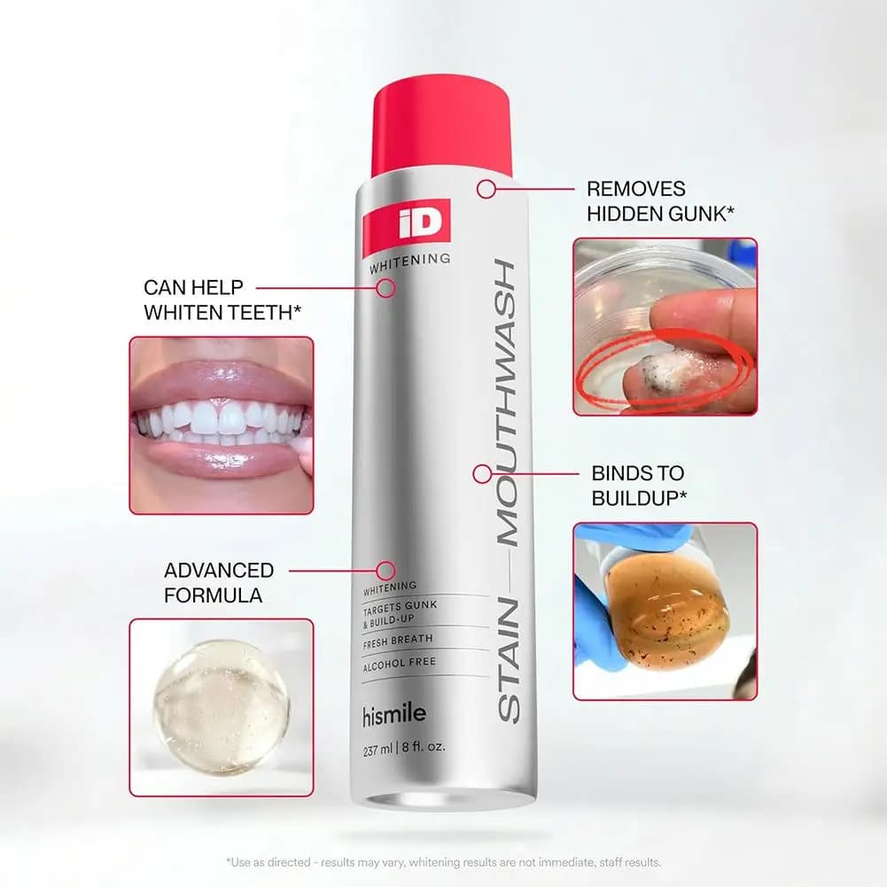 Hismile iD Alcohol Free Mouthwash Deep Cleaning Stain Removal Teeth Whitening Fresh Breath For Men Women Daily Oral Care Beauty