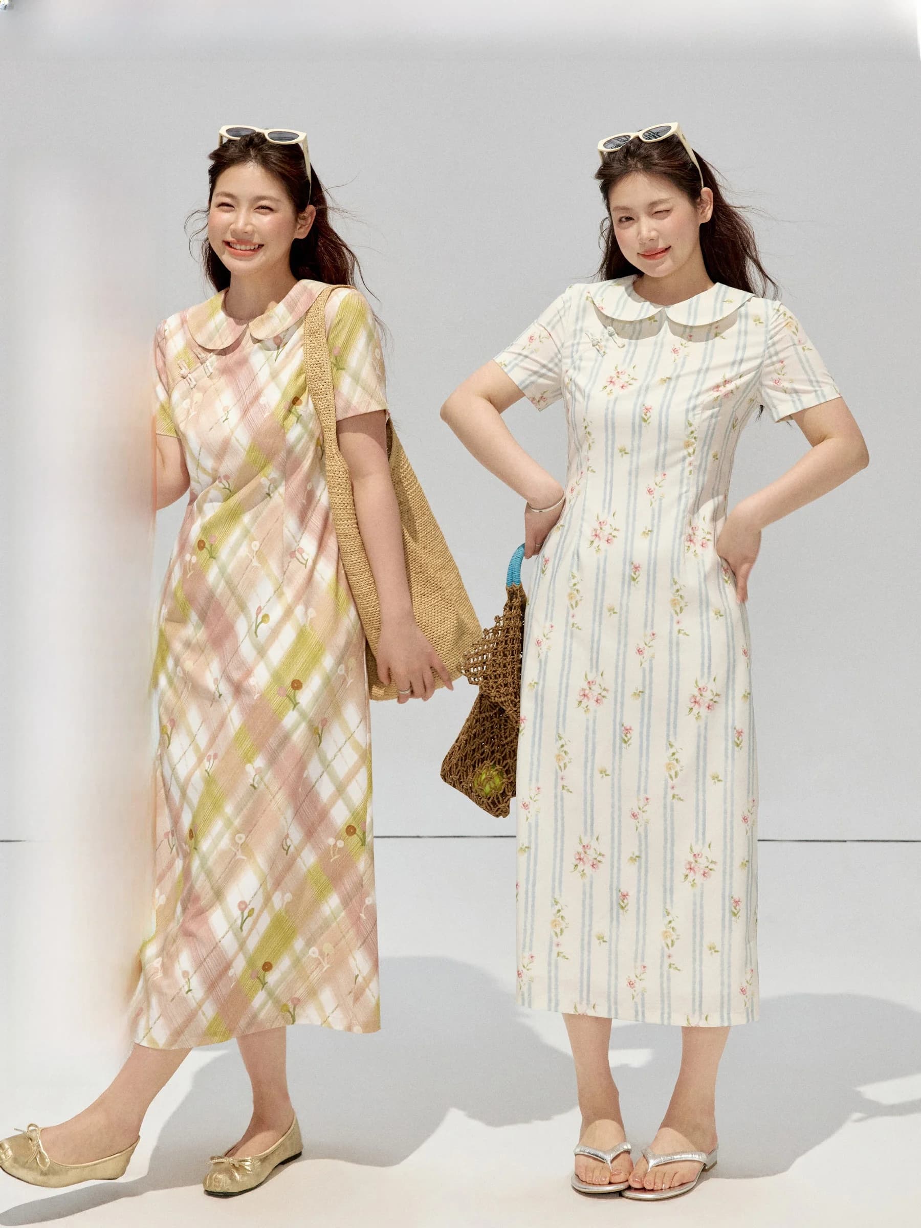 Large Size Style Printed Long Dress Doll Collar Micro Plump MM Giant Shu Studio New Chinese Style Fashion Dress