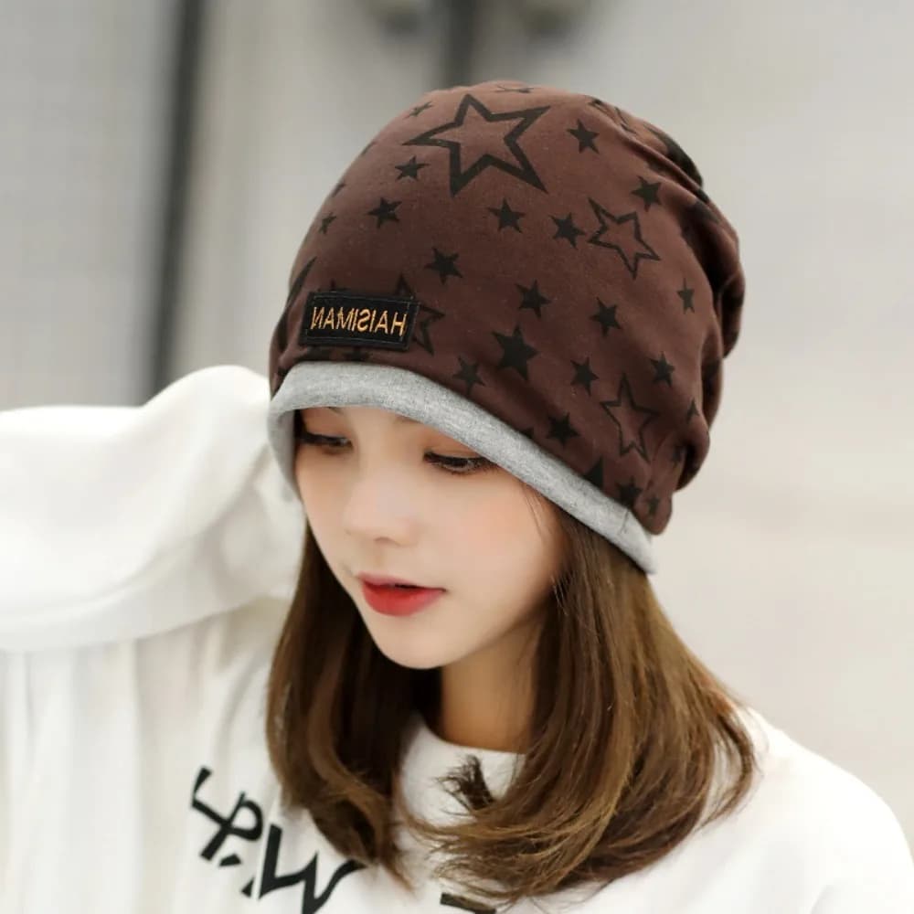 Hot Sale Elegant Knitted Hat Keep Warm Windproof Pullover Hat Casual Five-pointed Star Ear Protection Outdoor Sports