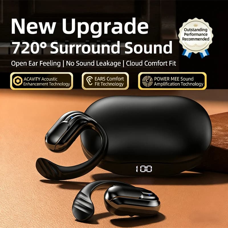 Cuffie Wireless Bluetooth 5.4 all'Ingrosso, Auricolari True Wireless con Microfono, Controllo a Pulsante, Riduzione del Rumore, Ganci per Orecchie, Impermeabili