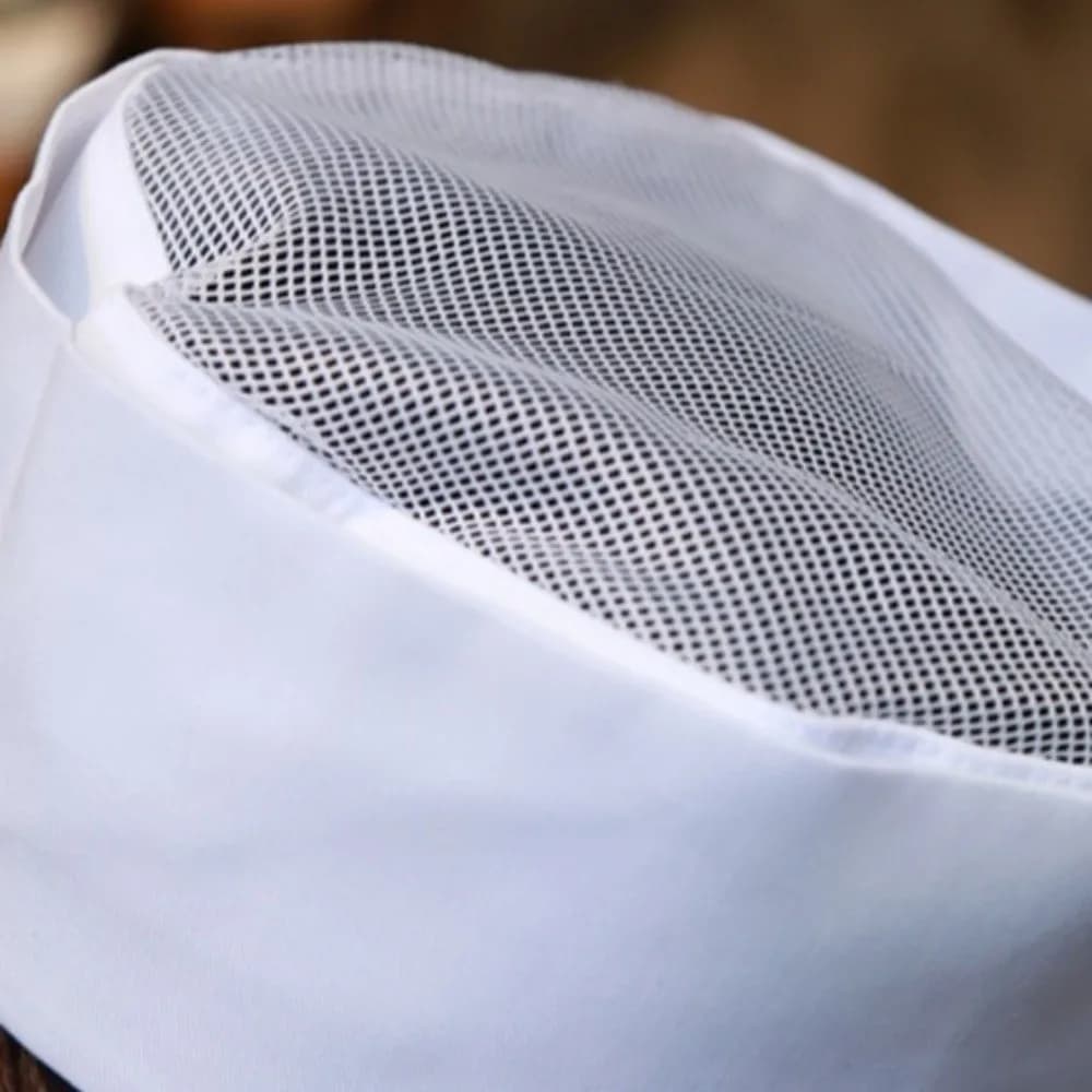 Japanese Chef's Hat Breathable for Sushi, Usura Resistant, Tinta Unita, Nero, Senza Visiera, Berretto da Chef a Tesa Piatta