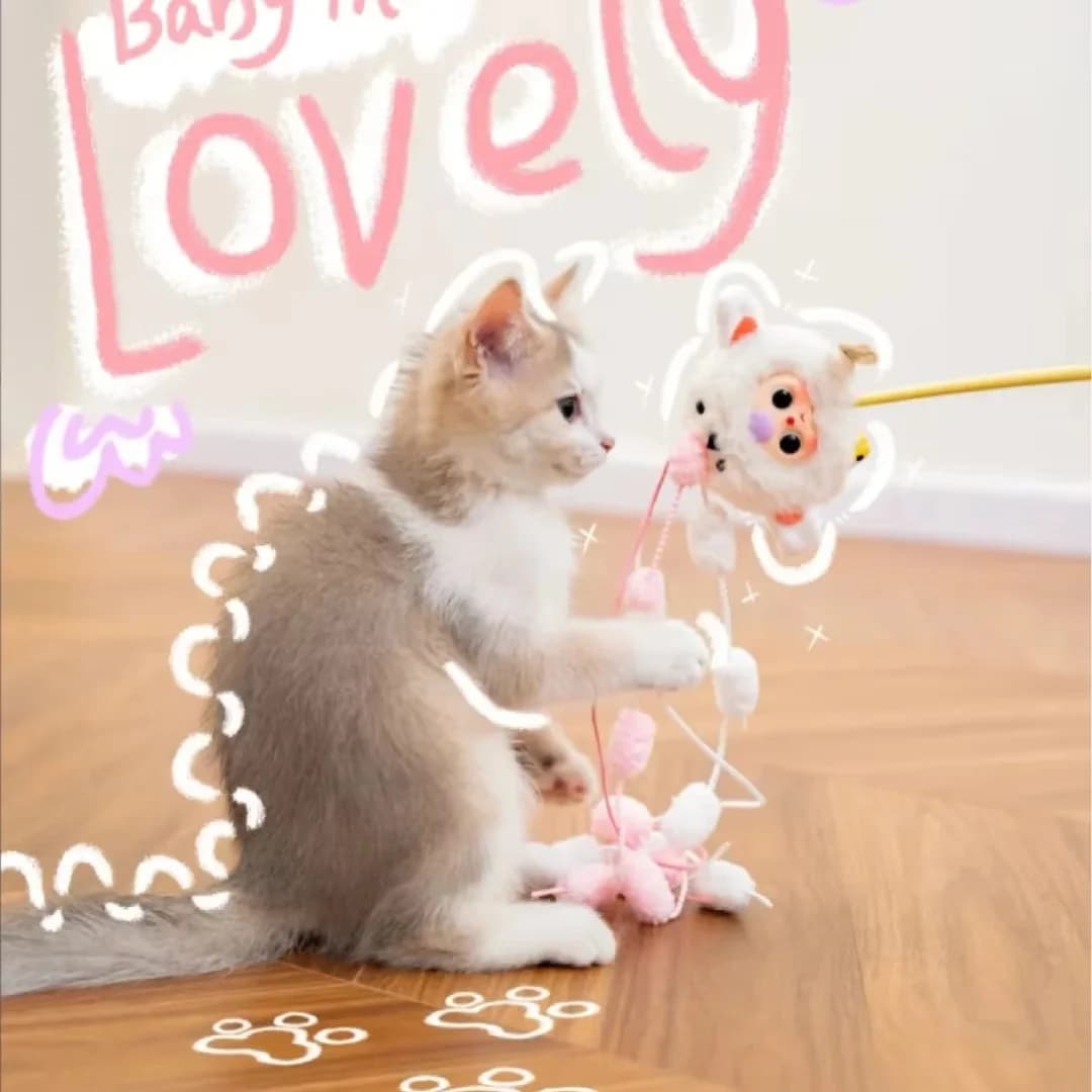 Giocattolo interattivo con bastoncino per stuzzicare tre gatti per neonati Materiale peluche con piccola campana Scatola cieca alla moda Regalo per animali domestici per gli amanti dei gatti Caldo