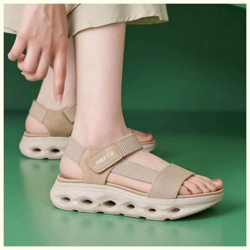 Sandali Comodi da Passeggio, Scarpe da Pendolare con Suola Morbida, Mocassini con Doppia Fibbia in Velcro, Scarpe Britanniche in Pelle, Primaverili con Suola Spessa