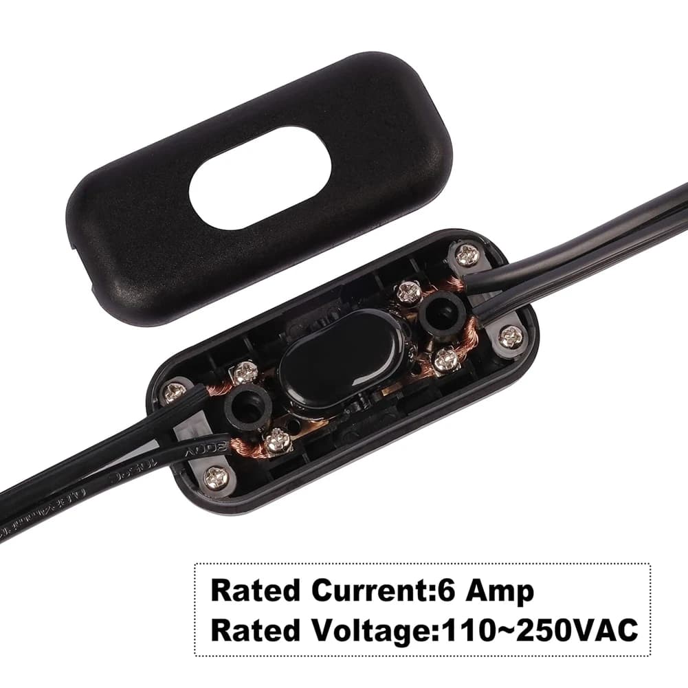 Happy New- Inline Cord Switch On/Off Lamp Control Appliance Switch 250V 6A Suitable For Appliance Or Bedroom Table Lamp Desk 5 P