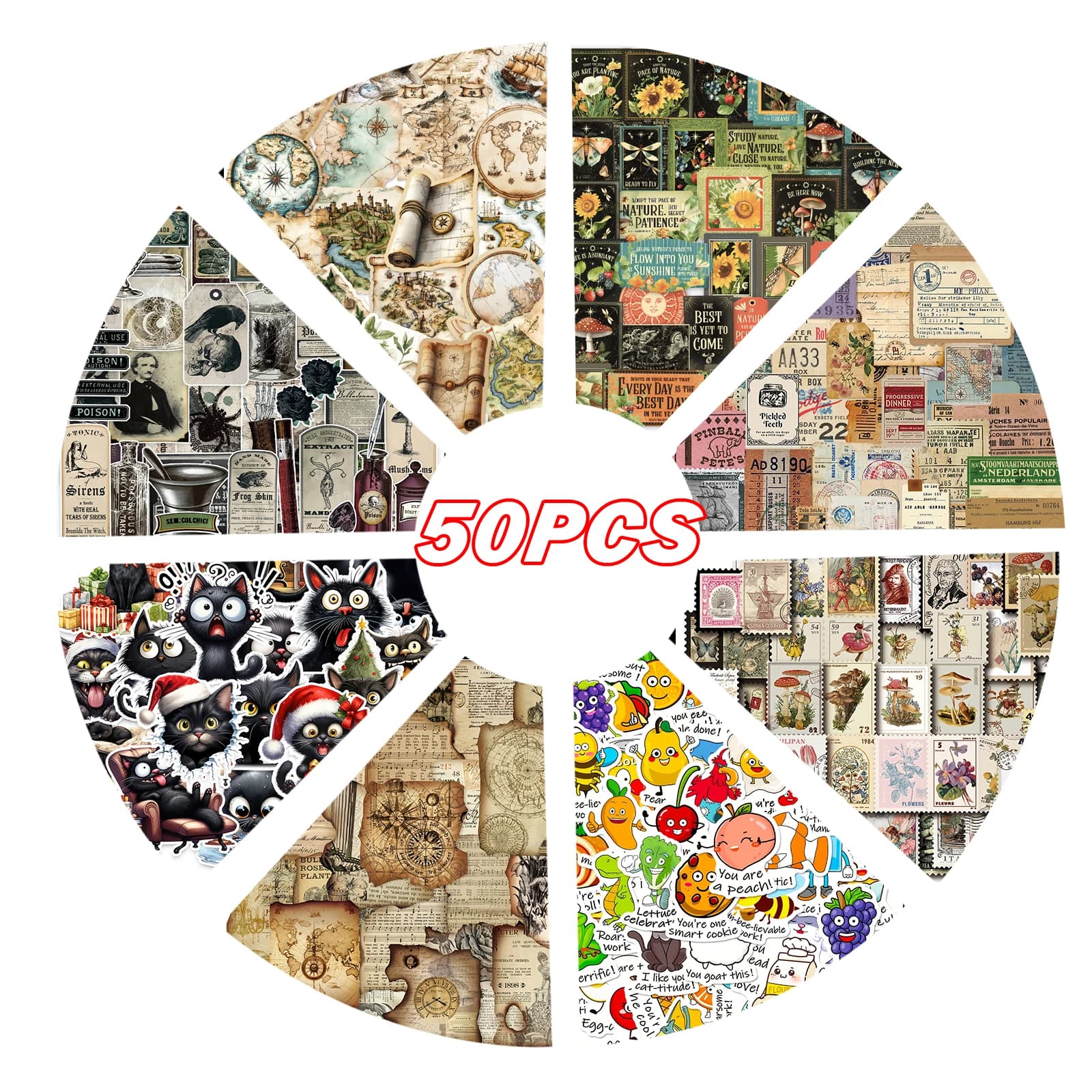 50 pezzi adesivi stile misto adesivi decorativi di cancelleria per telefono laptop valigia notebook skateboard decalcomania giocattoli adesivi