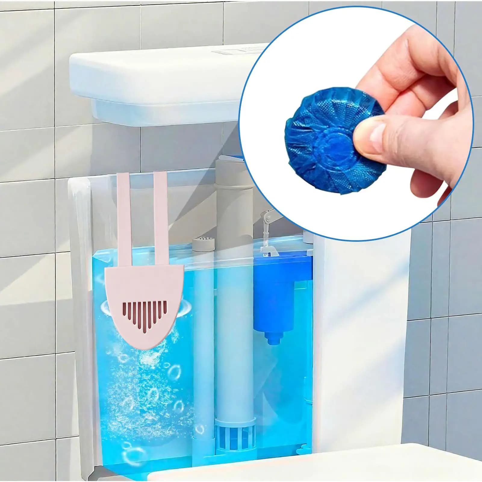 Toilet Tank Cleaner Tablet Holder Anti-Slip Stable Suspending Toilet Cleaning Tablet Holder for Bathroom Dorm Apartment Home RV