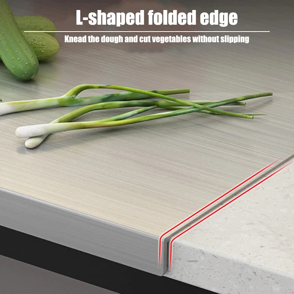Stainless Steel Cutting Board Heavy Duty Non Slip with Safety Lip Easy Clean Chopping Board for Meat Vegetables Kitchen