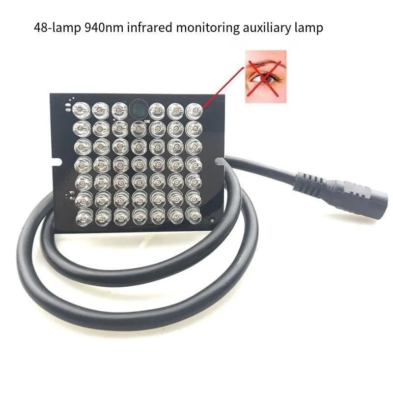 48pcs 940nm Infrared Supplement Light 48 IR Lamp Beads Surveillance Night Vision Auxiliary Illuminator DC12V Powered Security