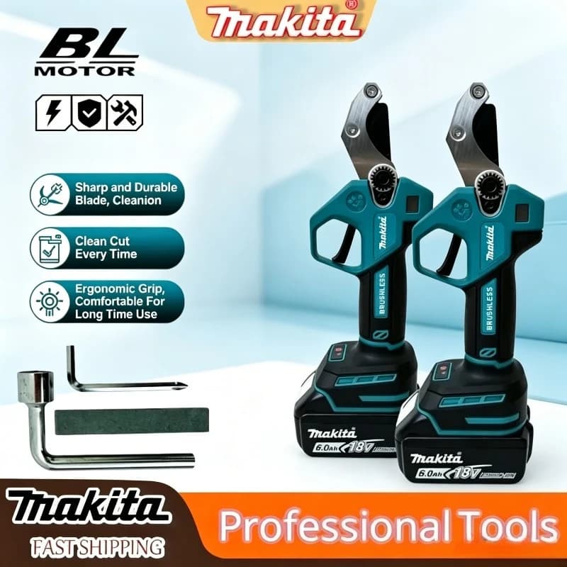 Makita 18-21V Brushless Cordless Electric Pruning Shears Labor-Saving Trimmer for Accurate Fruit Tree, Orchard & Garden Pruning
