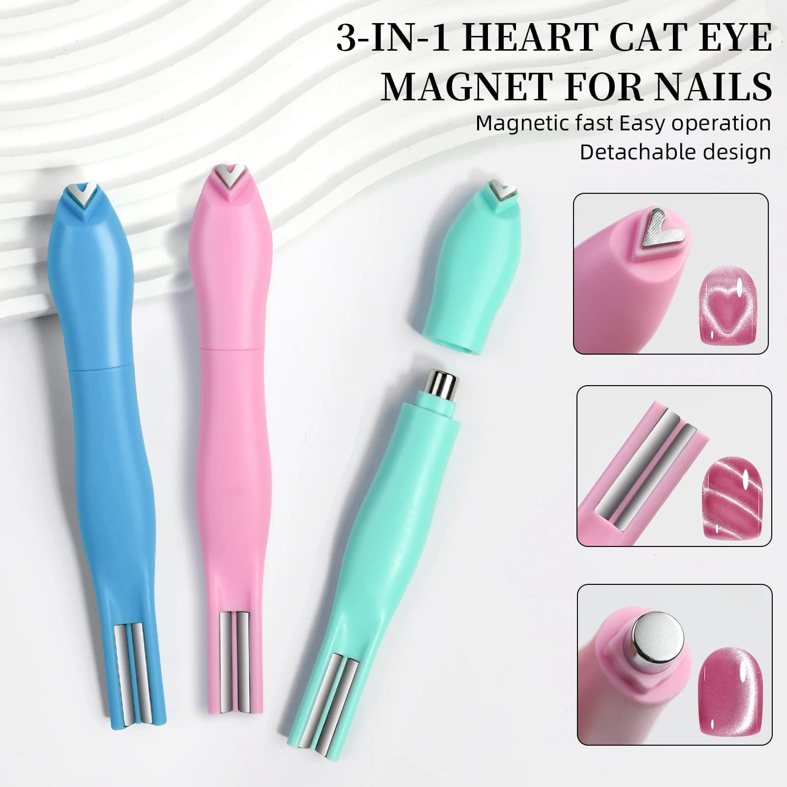 3 IN 1 Magnetic Stick Nail Snake Effect, for UV Gel Design, Stable Multifunctional Tool and Resistant for Nail Art