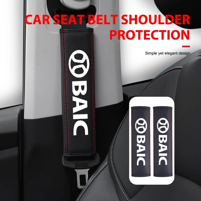 For BAIC Beijing Leather Car Seat Belt Cover Shoulder Pad Interior Accessories X25 X35 X55 X65 BJ20 BJ40 BJ80 EV2 EV5 BJ40 EC3