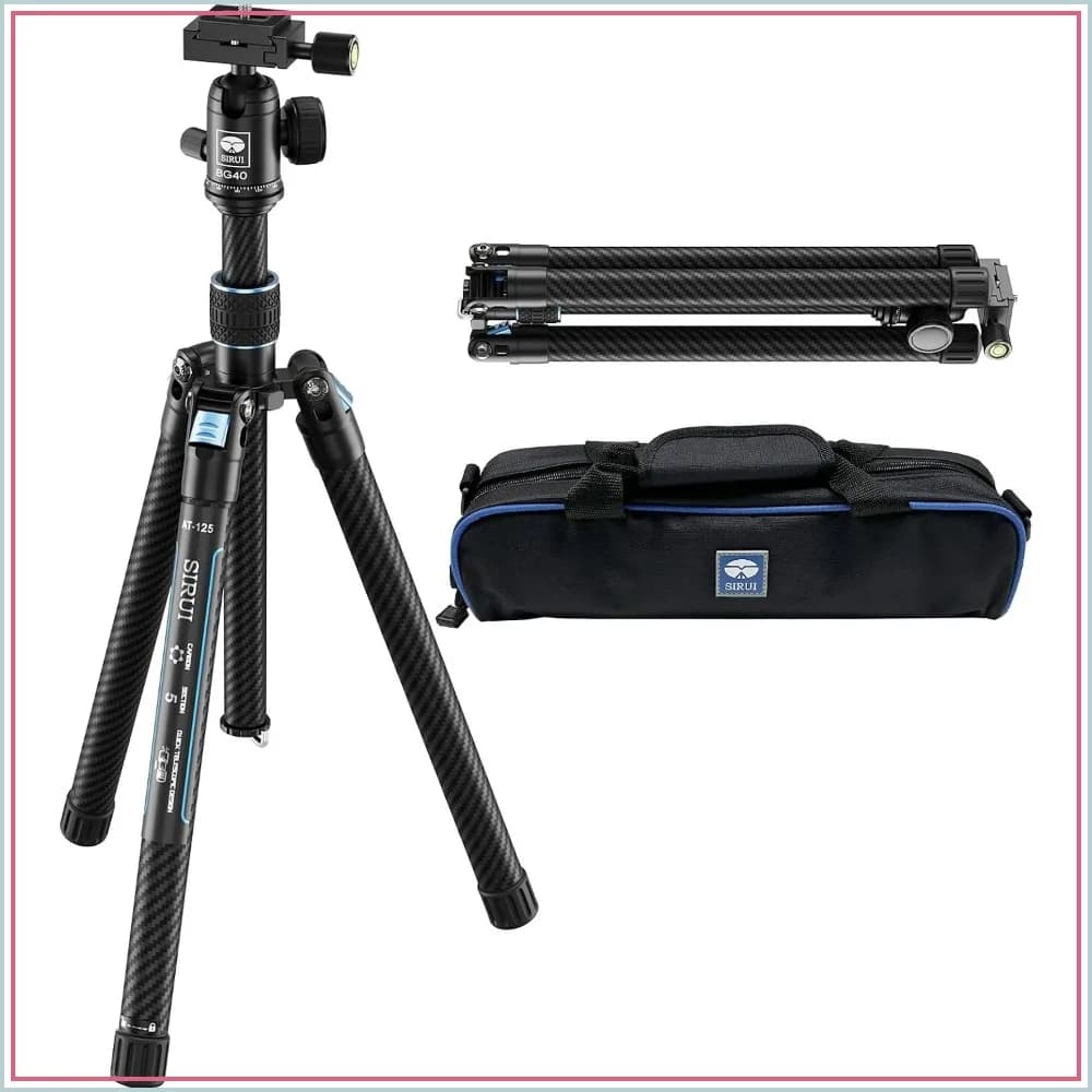 60" Carbon Fiber Tripod for Camera, 360° Panoramic Ball Head, Lightweight 2.1lbs, Max Load 10kg, Travel Tripod for DSLR
