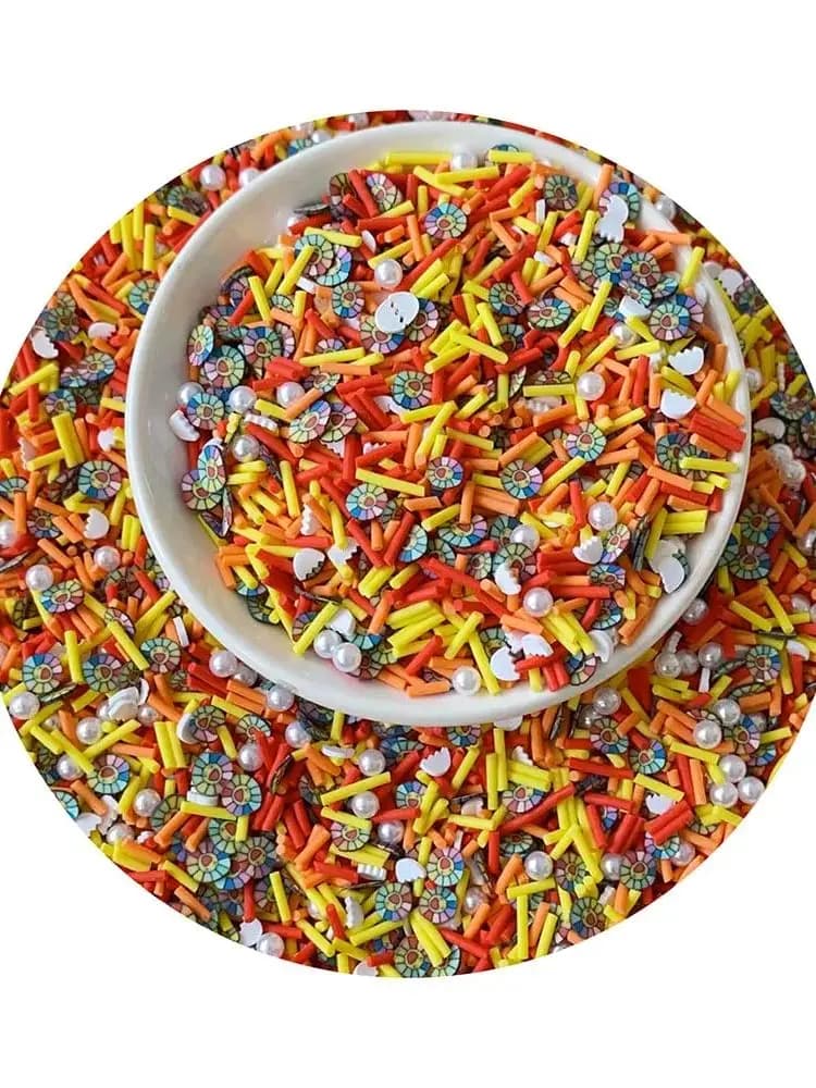 Nuove fette Creative di argilla polimerica da 200g arcobaleno guscio d'uovo di girasole spruzzi di argilla morbida con perline di perle miste per la decorazione della melma