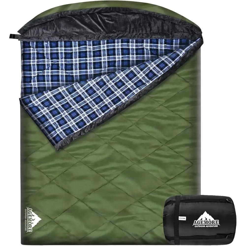 Pelo Queen Size Bag for 2 People in Cotton Felpato, Ideal for Camping and Hiking in Cold climates, Suitable for 3-4 Seasons