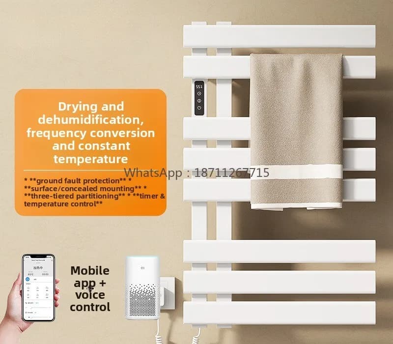 Electric towel rack bathroom toilet carbon fiber heated towel bar smart constant temperature drying storage rack