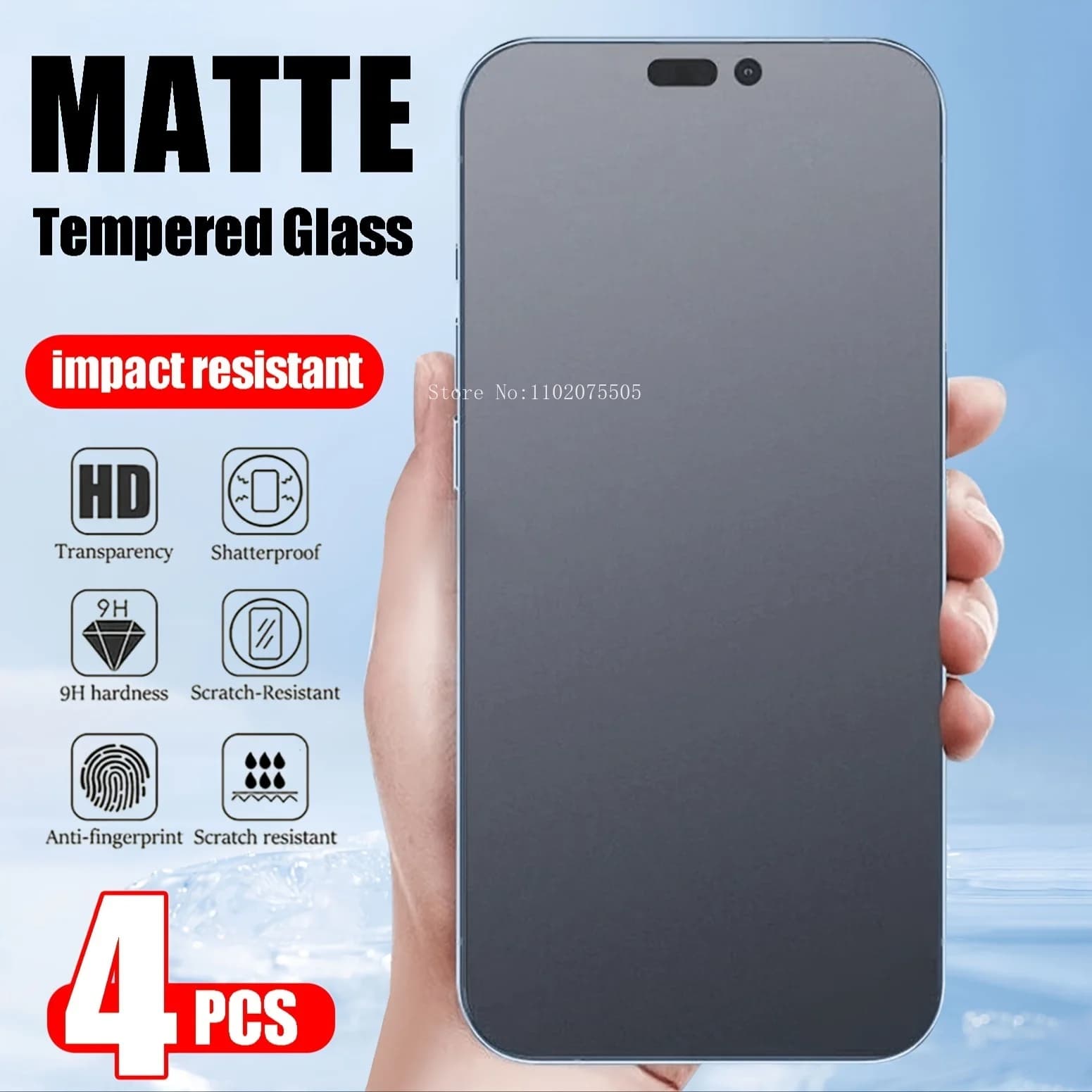 4 pezzi di vetro temperato opaco per IPhone15 Pro Max 15 14 13 Pro14 Plus 12 11 XS Max XR X Flim anti-impronte per iPhone 12 13 mini
