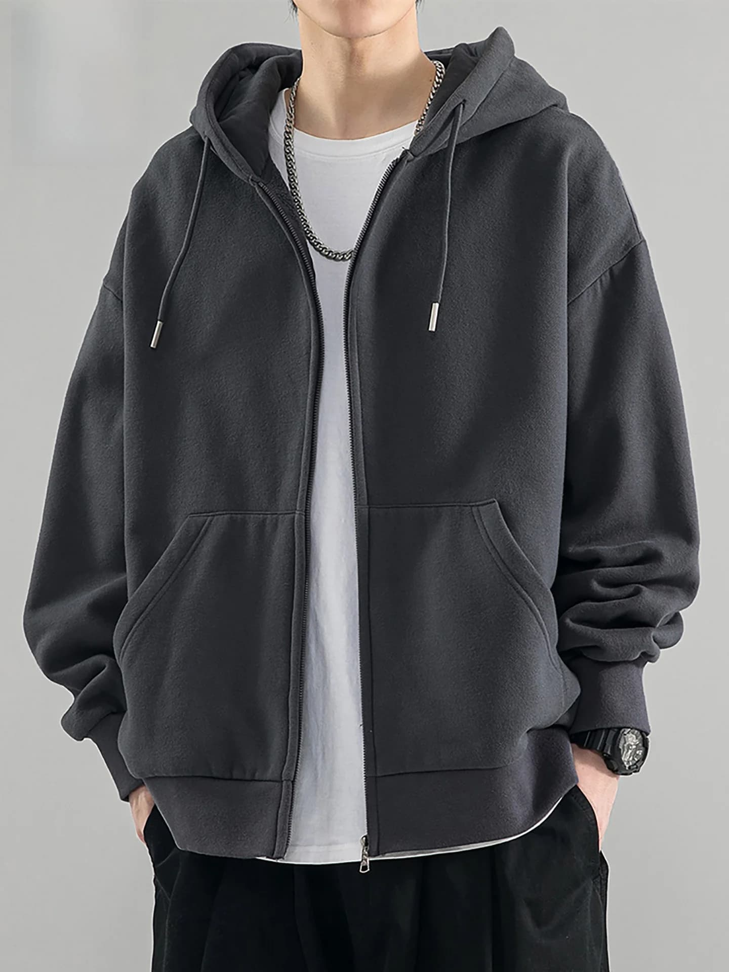 Cardigan Pesante Stile Americano Nainilu, Felpa Casual da Uomo, Nuova Giacca con Cappuccio Larga per Primavera e Autunno