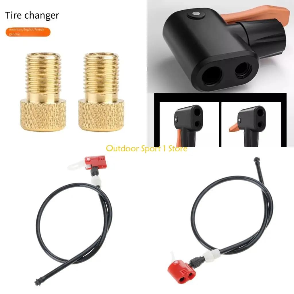 A0KA Road Bike Pump Nozzle Hose Adapter Valves Bicycles Valves Connector Double Head Pumping Parts Accessories Easy to Use