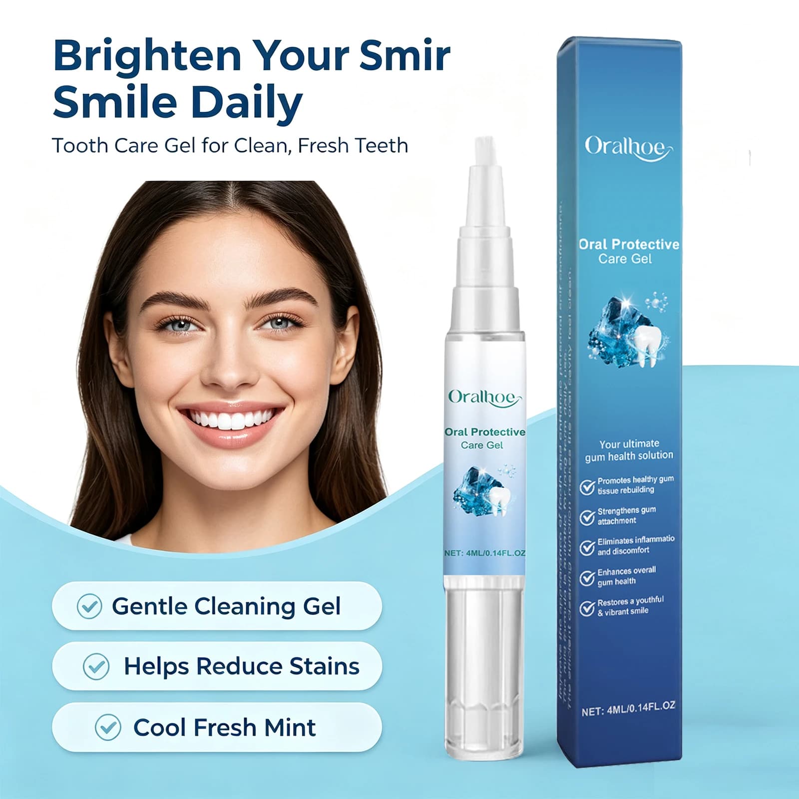 Teeth Whitening Gel Pen for Yellow Stain Removal and Fresh Breath Improve Oral Odor Cleaning Teeth Portable Oral Gum Care 4ml