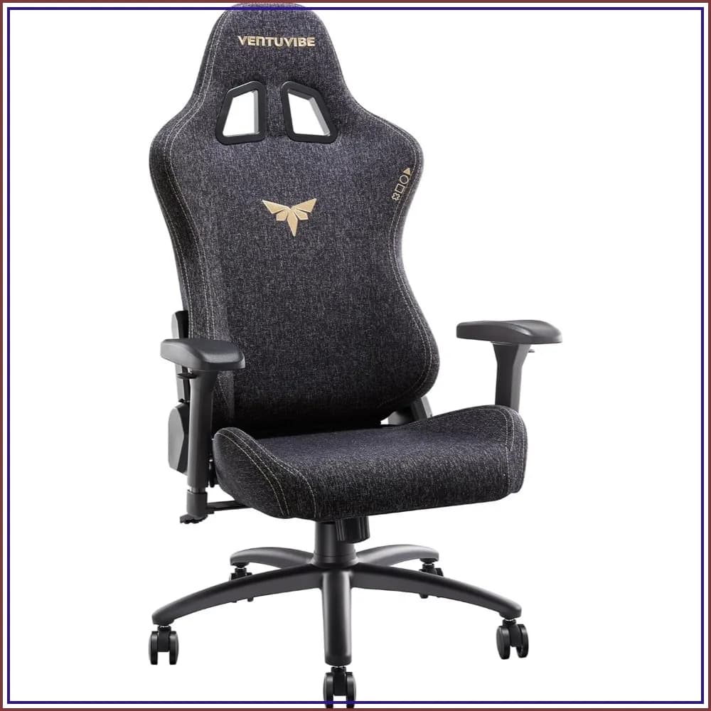 Gaming Chair 4D Adjustable Armrests, 170° Recline & 320lb Capacity, Ergonomic High Back Computer Chair with Lumbar Support, Fabric Office Chair (Black)