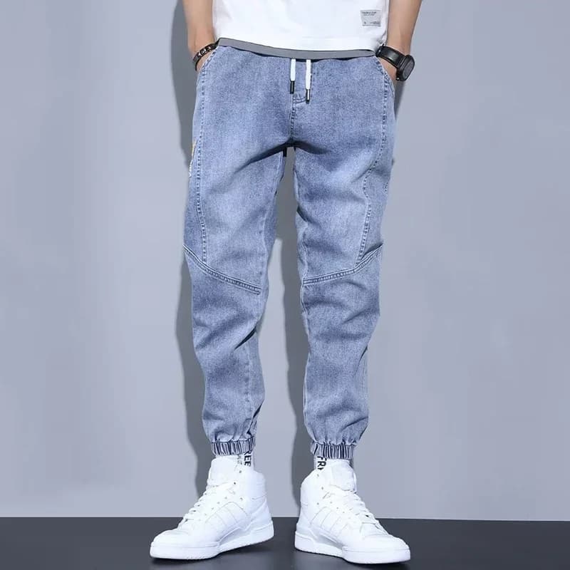 Pantaloni da jogging in denim da uomo stile occidentale streetwear nuova primavera autunno jeans cargo blu neri da uomo pantaloni larghi Harem Jean taglie forti