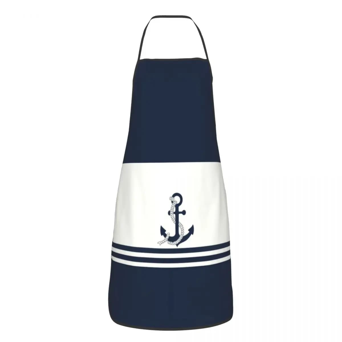 Grembiule Personalizzato Blu Navy con Strisce e Ancora Nautica, Divertente Grembiule da Cucina Unisex per Adulti, per Chef, Cucina, Pasticceria, Pittura