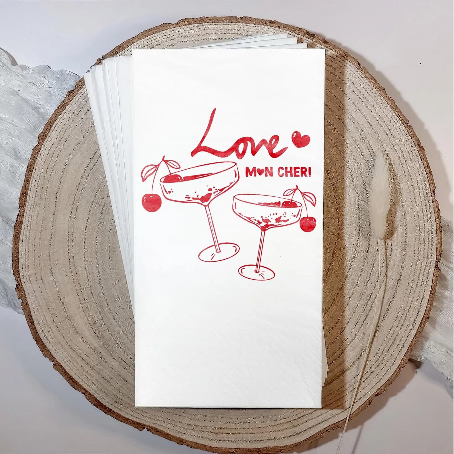 Tovaglioli Love Mon Cheri, Tovaglioli da cocktail personalizzati, Asciugamani personalizzati per invitati al matrimonio, Tovaglioli da bar romantici, Decorazioni per feste di San Valentino