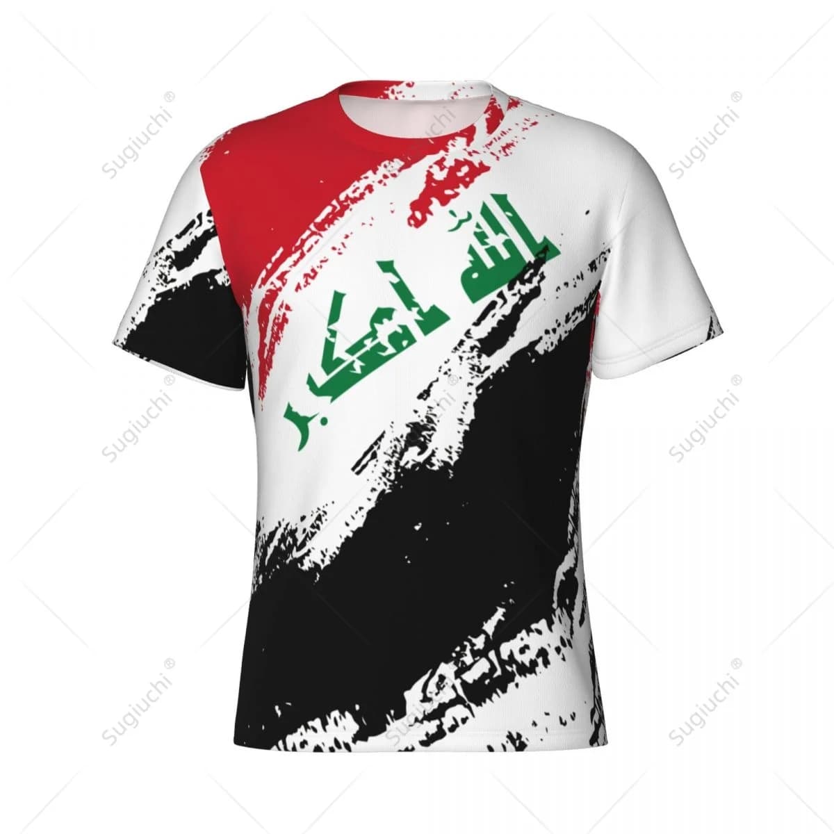 Nome personalizzato Nunber Bandiera dell'Iraq Colore Uomo T-shirt sportiva attillata T-shirt da donna per tifosi di calcio