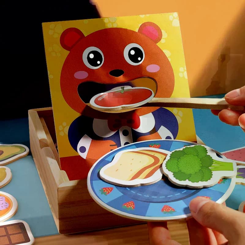 Parent Child Simulation Teddy Bear Feeding Game Early Childhood Education Babys Fine Action Spoon Training Toy