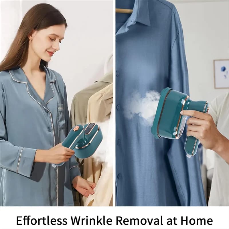 ABZV-Fro da stiro a vapore portatile per vestiti: riscaldamento rapido, dispositivo di rimozione delle rughe compatto per tutti i tessuti, spina americana verde