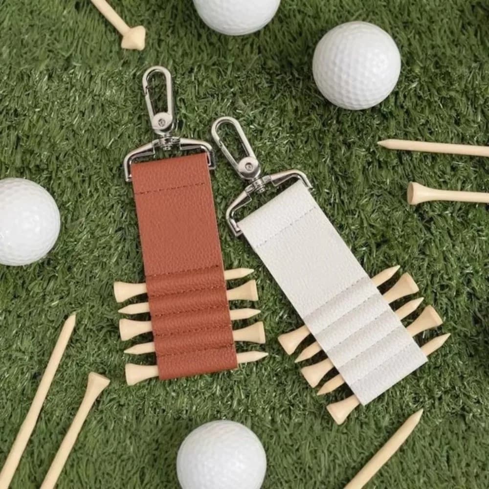 Professional Large Capacity Golf Tee Holder Anti-Loss Clip Portable Keychain Pouch PU Leather Golf Tee Organizer Outdoor Sports